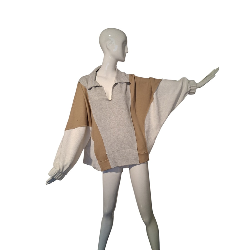 Bucket List Oversized Slouchy‎ Womens size Medium French Terry Patchwork Sweater